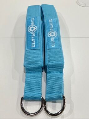 Club Pilates Reformer Straps Long and Short Loops Blue Teal NWT White Logo